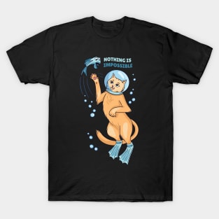 Diving cat for divers, cat owners and optimists T-Shirt